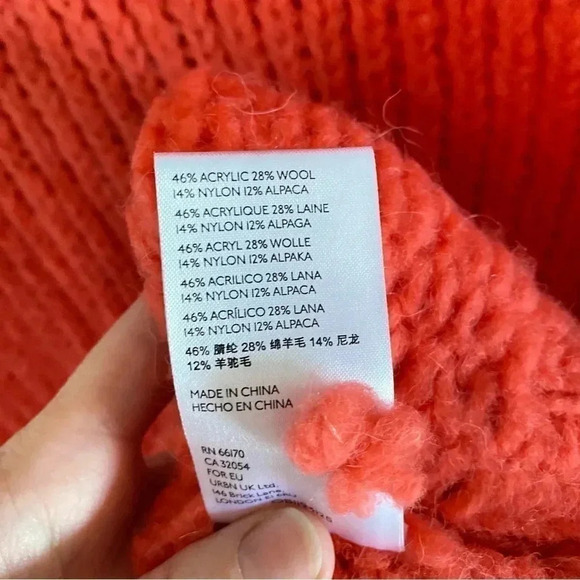 Anthropology Pilcro Zamora Cowl Neck Sweater Sz Large bright coral - Picture 6 of 14